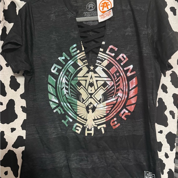 American Fighter Tops - American Fighter Charcoal Tee with Logo